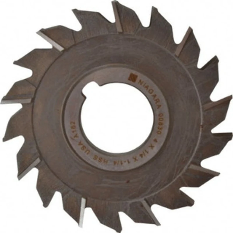 KEO 4 Diam x 1/4 Face Width Staggered Tooth Side Milling Cutter 1-1/4 Arbor Hole, High Speed Steel, Uncoated, 18 Teet...